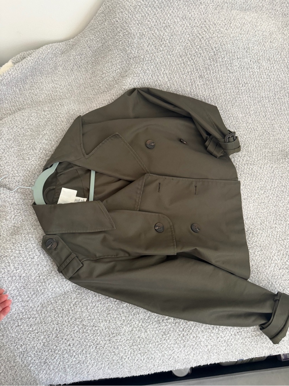 H&M Olive Trench Coat Double-Breasted